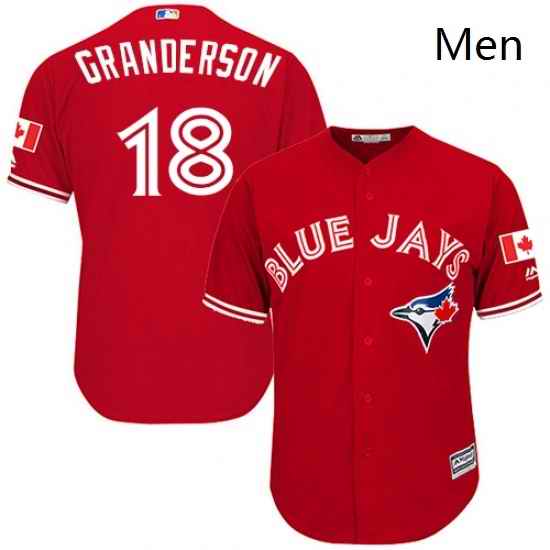 Mens Majestic Toronto Blue Jays 18 Curtis Granderson Replica Scarlet Alternate Cool Base MLB Jersey